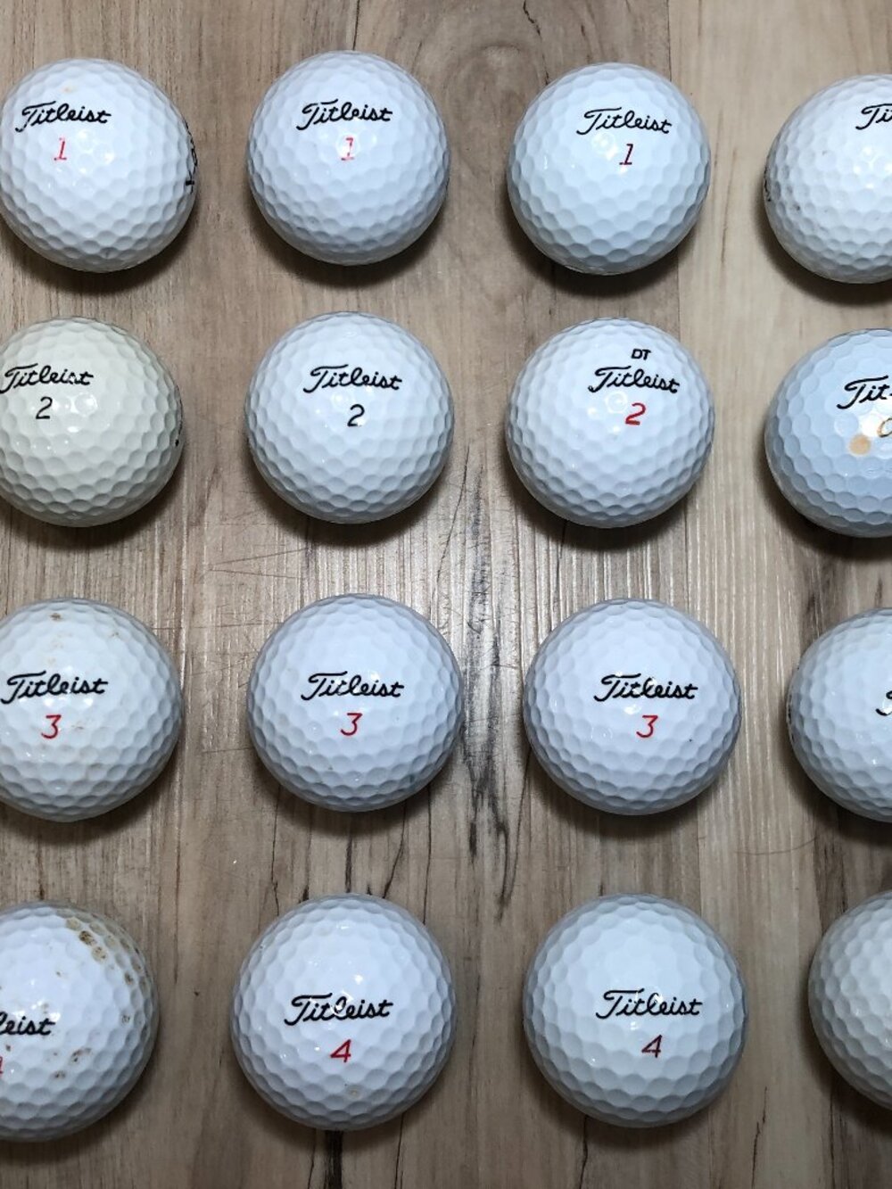 16 Vintage Titleist Golf Balls DT Wound Tour Distance HVC X-Out Used Lot
